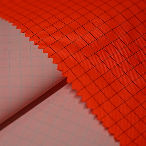 Conductive grid Oxford cloth (fluorescent orange) workwear fabric